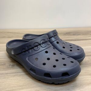 Crocs Hilo Clogs Womens Size 12 Mens Size 10 Navy Blue Unisex Slip On Sandals